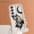 Hontinga for Vivo Y100 5G Back Cover black butterfly Pattern Ladder Soft Camera Protection Rubber Phone Case for Girls.