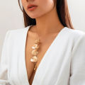 Lacteo Fashion Gold Color Leaf Shape Petals Charm Long Necklace for Women Choker Chest Chain Ladies Party Jewelry Collar Gifts.