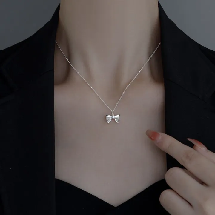 Bow%20Clavicle%20Chain%20Necklace%20Fashion%20Alloy%20Pendant%20Necklace%20For%20Women%20INS%20Jewelry%20Accessories%20-%20Image%202