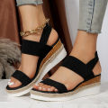 Stretch Fabric Knitted Wedge Sandals Women Back Elastic Band Platform Sandles Woman Super Size Summer Thick Sole Beach Sandalias.