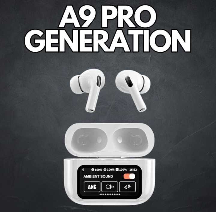 Airpods A9 Pro Earbuds 2025 TWS In-Ear Earbuds ANC/ENC Wireless Earphones LED Touch Screen Noise Cancelling LED