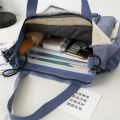 Canvas Woman Handbag Spans Large Capacity Collapsible Student Cute Sticker Tote Bag Zipper Tote Bag Shopping Bag Book Bag Girl. 