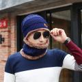 Winter Soft Warm Wool Lined Thick Knitted Lining Cap with Circle Scarf Kit Kantupi For Men.