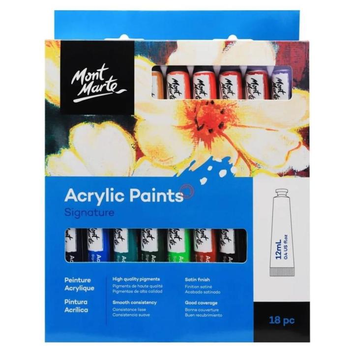 Mont Marte Acrylic Colour Paint Set (12ML) - 18 Colours