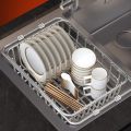 Easy Clean 304 Stainless Steel Stainless Steel Dish Drying Rack Rustproof Layer Large Capacity Kitchen Sink Dish Drainer Multi-Functional Adjustable Design Adjustable Drain Basin Vegetable Storage. 