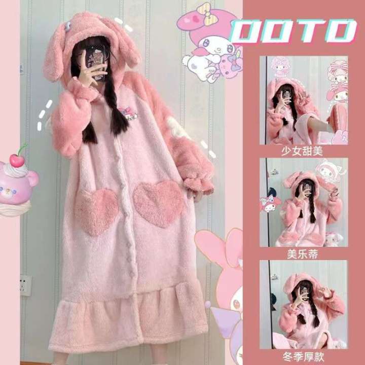 New Melody Autumn/Winter Peach Set Long Plush Couple Home Fur Yellow Bear Pajamas
