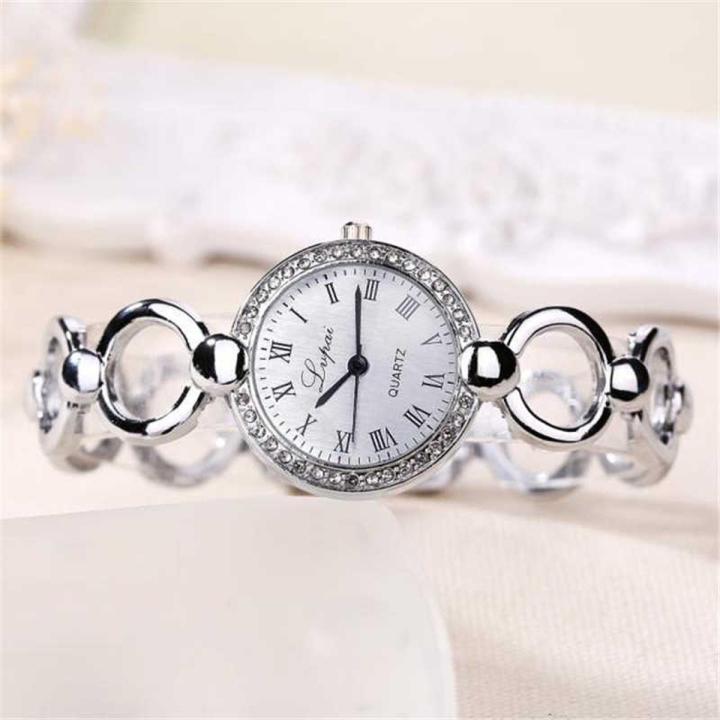 Vintage Fashion Silver Women Dress Watches Casual Quartz Stainless Steel Band Bracelet Watch Analog Wrist Watches