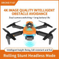 FLH F187 PRO Optical Flow Dual Camera RC Drone WIFI FPV Obstacle Avoidance Foldable Quadcopter Toys Boy Gift  2 Batteries. 