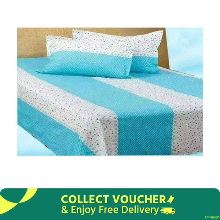 Double Size Cottont Bed Sheewith Matching 2 Pillow Covers - Multicolor