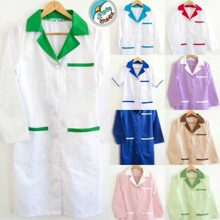 Women’s Classic Micro Twill Suiting Lab Coat with Buttoned Front Tunic Dress