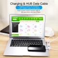 1.2m USB 3 Hub Cable USB2.0 Hub With Power Adapter Mini 0.3m USB Hab For Laptop PC Notebook Extend Cable USB Hub Data（30cm Black）. 