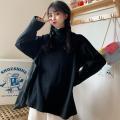 Large Size Striped Top Turtleneck Bottoming Shirt Spring and Autumn Thin Sweatshirt Inner Wear Loose2022Fashionable long sleeveTT-shirt Women's.
