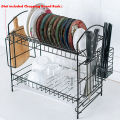 2 Layer Dish Drainer Cutlery Shelf Drying Holder Rack Drip Tray Mobile Kitchen Storage Kitchen Racks Stands  MA. 