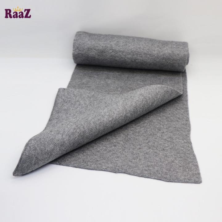 Grey Knitted Fabrics Zigzag Design Premium Scarf Muffler - Maflar For Men