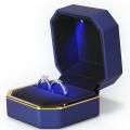 Square Velvet Wedding Ring Case Jewelry Gift Box with LED Light for Proposal Engagement Wedding Luxury Ring Box.