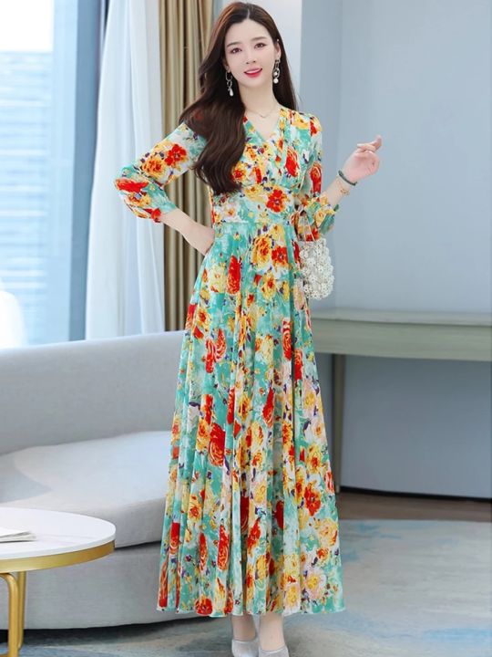 2023%20Beach%20Floral%20Chiffon%20Midi%20Dress%20Women%20Luxury%20Elegant%20Spring%20Summer%20Korean%20Fashion%20Casual%20Bodycon%20Party%20Evening%20Long%20Dresses%20-%20Image%205