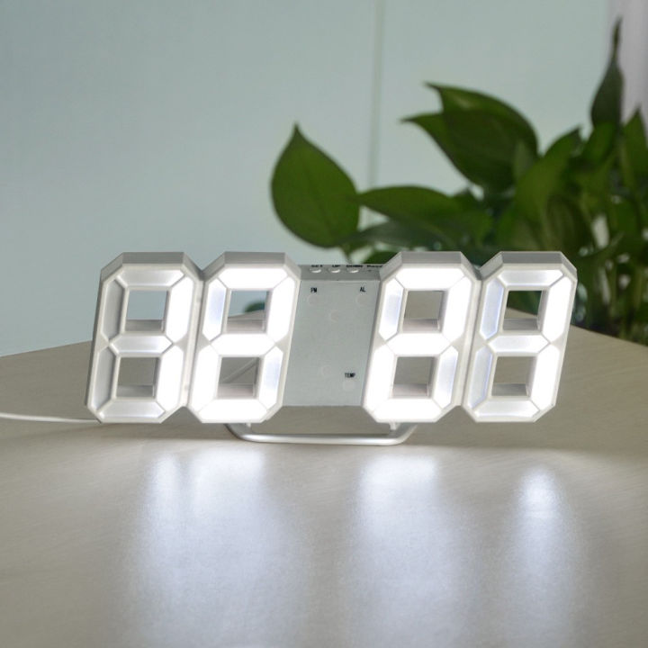 3D Digital Wall Clock LED Table Clock Time Alarm Temperature Date Sound Control Night Light With Remote Control Clock - Bix Super Shop