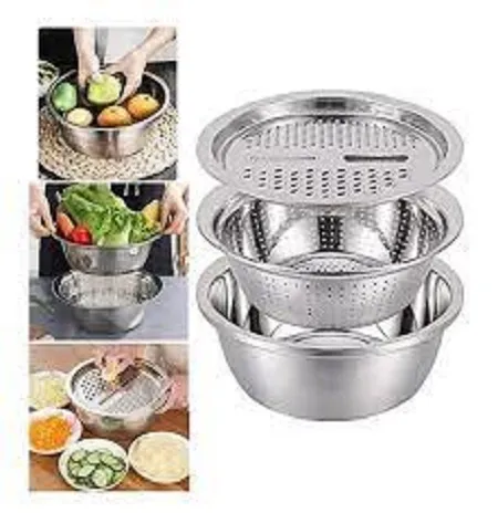 Silver%203%20in%201%20Stainless%20Steel%20Drain%20Basket%20Vegetable%20Cutter,%20For%20Kitchen%20-%20Image%203