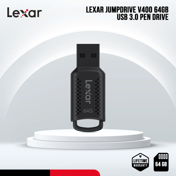 Lexar JumpDrive V400 64GB USB 3.0 Pen Drive with 256-bit AES Encryption - PC/Mac Compatible - Compact, stylish, and portable design