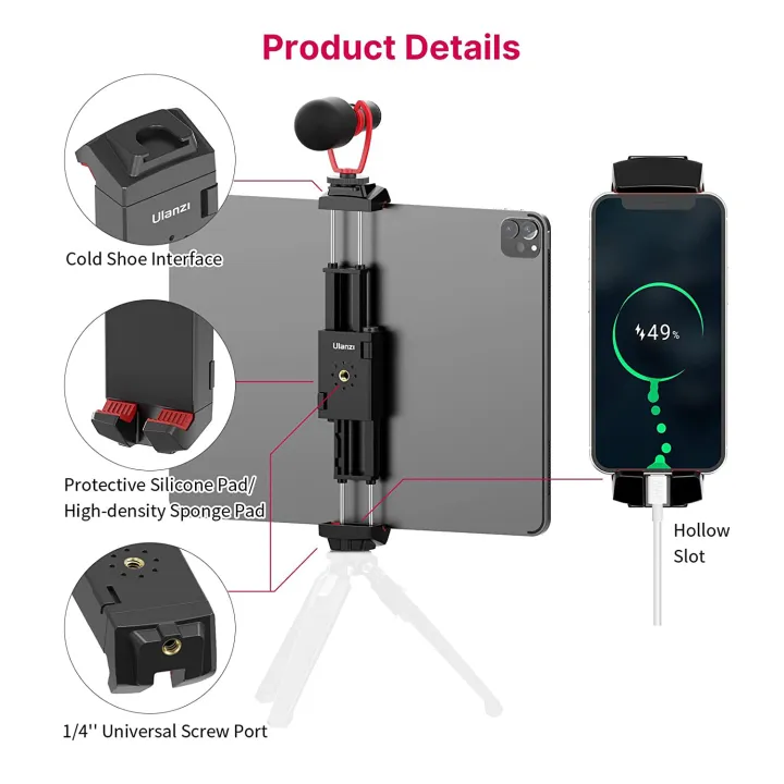 Ulanzi%20ST-29%20Tripod%20Mount%20Universal%20for%20Tablet%20and%20Phone%20Holder%20With%20Cold%20Shoe%20Support%20Horizontal%20and%20Vertical%20Shooting%20-%20Image%207