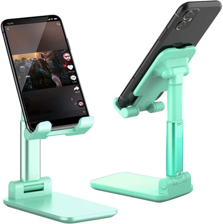 Cell Phone Stand, Foldable Portable Desktop Stand Adjustable Height and  Angle Phone Holder for Desk Sturdy Stand Compatible with