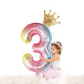 【Lejia】1pc 32Inch Number Foil Balloon Crown Figure 0-9 Birthday Kids Birthday Decoration Ball Supplies. 