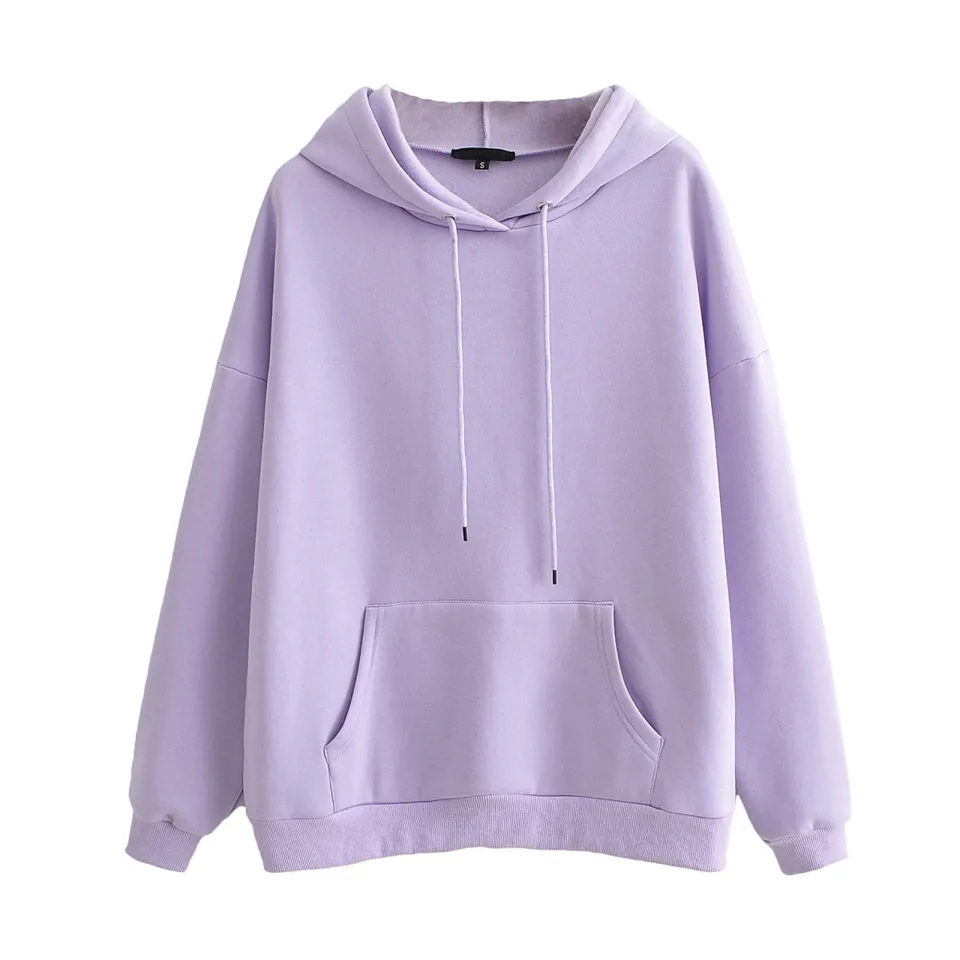 Women Casual Hooded Top Long Sleeve Solid Color Long Sleeve Hoodie Purple Khaki S M L Daraz .bd