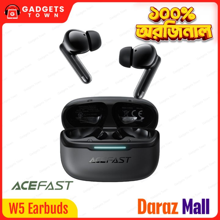 ACEFAST | W5 | Hybrid ANC ENC TWS Earbuds | Bluetooth 5.4 | 13mm Driver | 6-Mic Noise Cancelling (-52dB) | Low-Latency Game Mode | IPX4 | 30H with 500mAh Case | Fast Charge 10-min=1H | USB-C | SBC/AAC | Android & iPhone