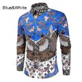 New Luxury Royal Shirt Men Casual Slim Fit Long Sleeve Men Paisley Print Shirt Camisa Social Prom Party Shirt Cool Popular Tops.