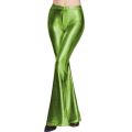 Fashion Ladies Solid Color High Waist Faux Leather Slim Fit Flared Trousers Trousers Women's Shiny Flared Pants Laser M.