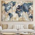 【beauty code store】(NEW)3 Pcs/Set World Map Wall Art Home Living Room Decoration Gift.