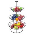 Countertop Fruit Basket Holder Decorative Tabletop Stand Perfect for Vegetables, Snacks, Household Items, 3 Tier Black. 