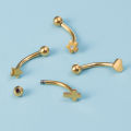 Cross Star Heart Flower Curved Piercing Barbell for Daith Eyebrow Rook Belly Button Ring Surgical Steel Body Jewelry 16G 8mm. 