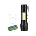 USB Rechargeable LED Torchlight COB LED Torchlight Micro USB Charging System Handheld Portable Torch of Zoomable With Storage Box.