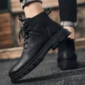 Dr. Martens Boots Summer High-Top Men's Shoes2023New British Style Frock in Black Motorcycle Mid-Top Men's Fashion Shoes. 