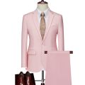 Mens Business Casual Suit 6XL Suit Jacket With Pant Candy Colors Slim Fit Formal Work Wedding Dress White Pink Red Suits 2 Piece. 