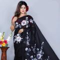 New Designer Hand Print Half Silk Saree for women.