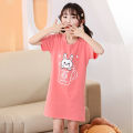 Girls' Nightdress Children's Summer Clothing Short-Sleeved Cotton Dress Little Girl Thin Pajamas Princess Children's Loungewear. 