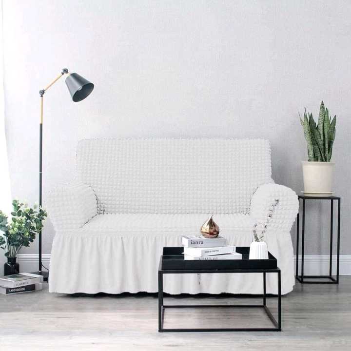 White Color Turkey Stretchable Sofa Cover 3+2+1 seat