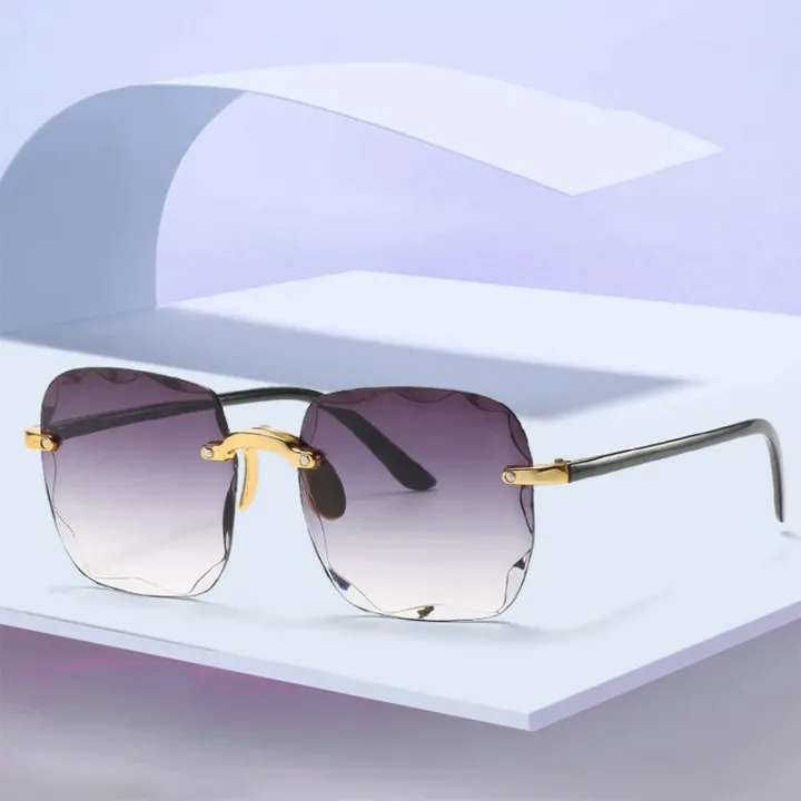 2023%20New%20Rimless%20Women's%20Sunglasses%20Fashion%20Gradient%20Lenses%20Sun%20glasses%20Lady%20Vintage%20Alloy%20Legs%20Classic%20Designer%20Shades%20UV400%20-%20Image%205