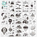 New Little Fresh Waterproof Mountain River Black and White Personalized Temporary Tattoo Hand Sticker. 