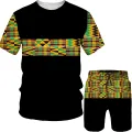 【2023】 3D Print African Dashiki Men's T Shirt Shorts Tracksuits Suit Summer Short Sleeve Men Folk Custom Outfits Plus Size Men Sets. 
