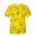 New Cute Pocket Monster Pikachu T-shirt Children's Cute Game Cartoon Print Fashion Harajuku Casual Short Sleeve Garment 4T-14T. 