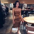 Dulzura neon satin lace up women long midi dress bodycon backless elegant party club clothes summer dinner outfit.