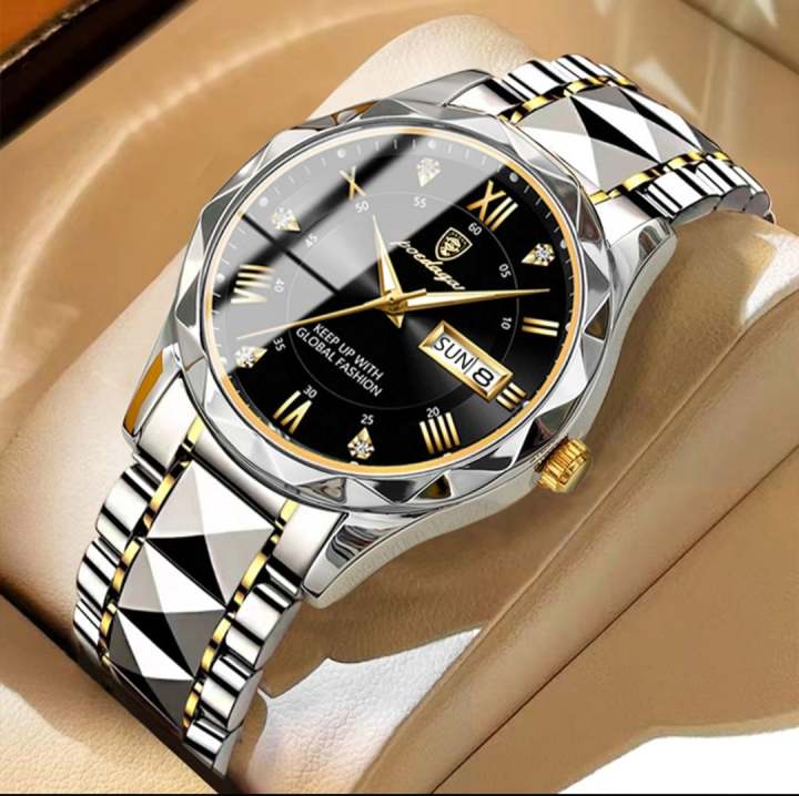 POEDAGAR Luxury Men Quartz Watch Waterproof Date Week Luminous Wristwatch Stainless Steel Men's Watches Male Clock Sports Reloj
