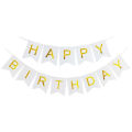Happy Birthday Paper Card Banner, Letters Banner for Party Supplies, Birthday Decorations - White. 