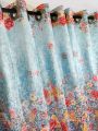 Curtain Porda Synthetic curtains Thick Indian porda Window protector 60*84 inch Classical big size 6 kuchi curtain Sky blue Flower art.