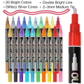 Shimmer Markers Doodle Outline Dazzles: 20 Colors Metallic Double Line Glitter Pen Set Super Squiggles Sparkle Dazzlers Multicolor. 