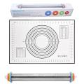 Rolling Pins For Baking With Mat Adjustable Pie Rolling Pin With Multi Color Thickness Rings Nonstick Silicone Pastry Mat Bench. 