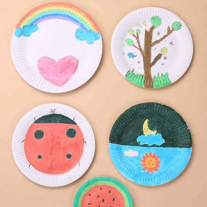 50pcs6%207%209%20Disposable%20Party%20Food%20Paper%20Plates%20White%20Colorful%20Childdiy%20Birthday%20Party%20Decoration%20Paper%20Dinner%20Plates%20Wholesal%20-%20Image%206